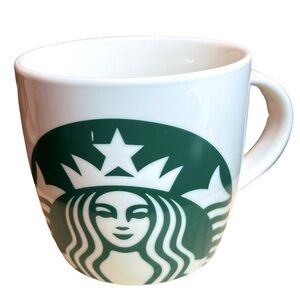 Starbucks Classic White & Green Mermaid Logo Ceramic Coffee Mug Tea Cup 14oz.